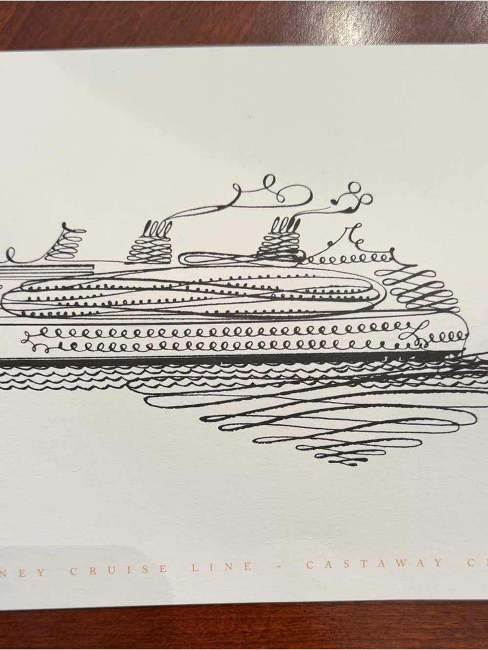 Disney cruise line Minimal Black Line Cruise Ship Illustration Print